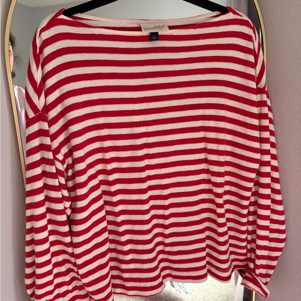 Universal Thread Red & White Striped Knit Top